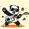 Panda spielt eine Elektrogitarre