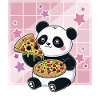 Simpatico panda kawaii che mangia pizza anime manga
