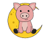 Moon pig cute animals for children for the night