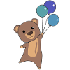 Bear flies up with balloons