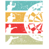 Dart Spieler mit Dartboard / Dartscheibe