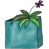 Artful flower pot with plant