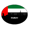 Dubai-Uae-Flaggen-Skyline-Schattenbild-Reise