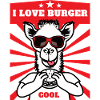 J’aime Burger Lama Dessin animé Graphique