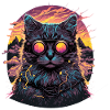 Vaporwave Cat Illustration