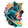 Skateboard Cat