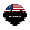 Anchorage Alaska Usa Flag Skyline Silhouette Trave