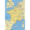 Frankrig kort med byer, veje, floder, søer