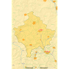 Kosovo karta med städer, vägar, floder, sjöar
