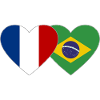 France Brazil Flag Heart