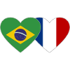 Brazil France Flag Heart
