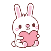 Mignon lapin blanc étreignant le cœur Doodle