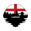 London-England-Flaggen-Skyline-Schattenbild-Reise