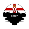 Derry-Nordirland-Flaggen-Skyline-Schattenbild-Tra