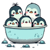 Cute Penguins having a Bath