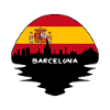 Barcelona-Spanien-Flaggen-Skyline-Schattenbild-Reise