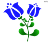 Blue folk tulips