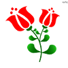 Red folk art tulips