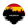 Valencia-Spanien-Flaggen-Skyline-Schattenbild-Reise