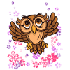brown owl with flowers