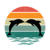 Silhouette dolphins - Retro Sunset Dolphin
