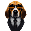 Beagle dog with sunglasses suit and tie
