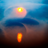 eclipse misty flow abstract sunset