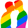 Homoerotic kiss of two men