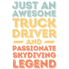 Truck driver skydiving retro