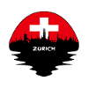 Zürich-Schweiz-Flaggen-Skyline-Schattenbild-Reise