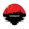 Shanghai-China-Flaggen-Skyline-Schattenbild-Reise