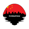 Hangzhou-China-Flaggen-Skyline-Schattenbild-Reise