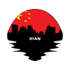 Xian-China-Flaggen-Skyline-Schattenbild-Reise