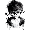 Cartoon little boy with glasses