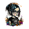 Cartoon Little Girl with Glasses