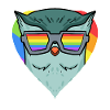 Gay Rainbow Heart Animal Owl