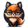 Mignon Mignon Cartoon Fox avec des lunettes