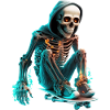 Skeleton Riding Skateboard