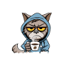 Coffee Drinking Cat Tea