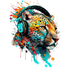 Leopard mit Kopfhörern DJ