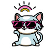 rainbow cat with glasses