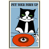 Put Your Hands Up Retro Cat DJ Illustration funny