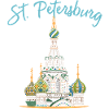 St. Petersburg, Church, Russia, Line Drawing