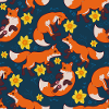 Cute red fox with daffodil