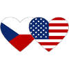 Czech Republic USA Flag Heart