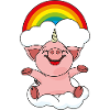 Pig horn with rainbow