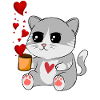 Big cat and hearts