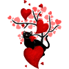 Black cat and hearts