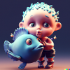 cute fish and baby