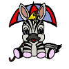 Zebra unter Regenschirm Cartoon
